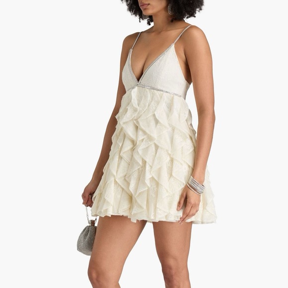 Alice + Olivia Cream Ruffle Dress - Picture 1 of 11